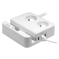 Kabllo vazhduese Logo me mbajtëse telefoni, 2 priza, 3 x USB, e bardhë Kabllo vazhduese Logo me mbajtëse telefoni, 2 priza, 3 x USB, e bardhë
