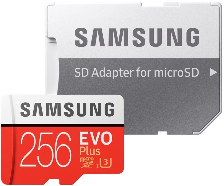 Kartë memorie Samsung EVO Plus Micro SDXC, 256 GB, UHS-I U3 + përshtatës SD