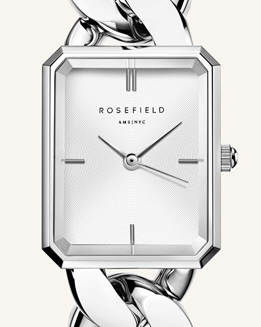 Orë dore për femra Rosefield The Octagon XS Studio Silver SWSSS-O56, e argjendtë