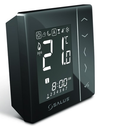Termostat sipërfaqësor Salus VS20BRF 4në1 Wireless, i zi