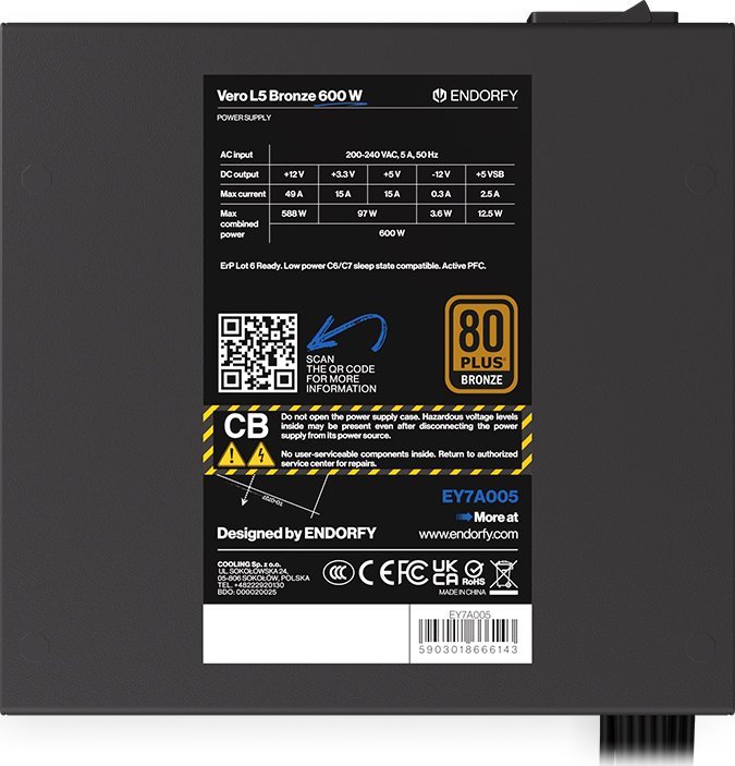 Burim energjie Endorfy Vero L5 Bronze EY7A005 ATX, 600W