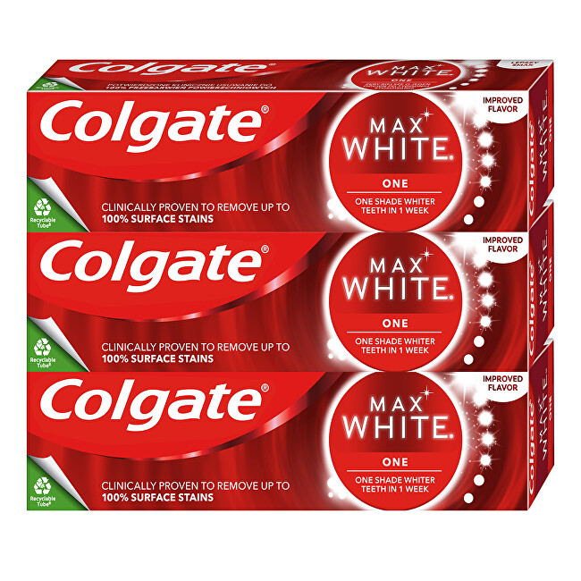 Set pastë zbardhuese për dhëmbë Colgate Max White One kCLG085, 3 x 75 ml