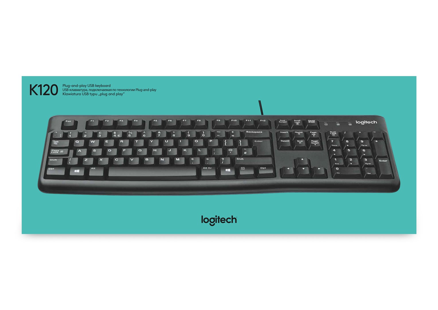 Logitech K120 USB тастатура, црна
