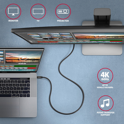 Kabllo AXAGON USB-C - USB-C SPEED+ USB3.2 Gen 2, PD100W 5A, 4K UHD, 2m, e zezë