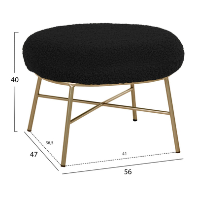 Stol këmbësh Trudi 56x47x40Hcm (HM8640.24), zezë/ ari