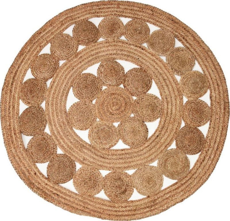 Tapet Home Styling Collection Jute Boho, rrumbullakët 120cm, i gërshetuar, ngjyrë natyrale