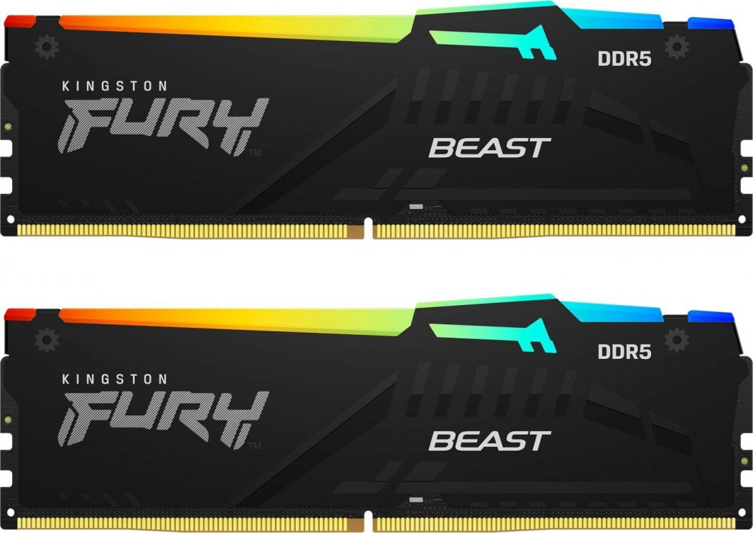 Memorie Kingston Fury Beast RGB, DDR5, 32 GB, 6400 MHz, CL32, KF564C32BBEAK2-32