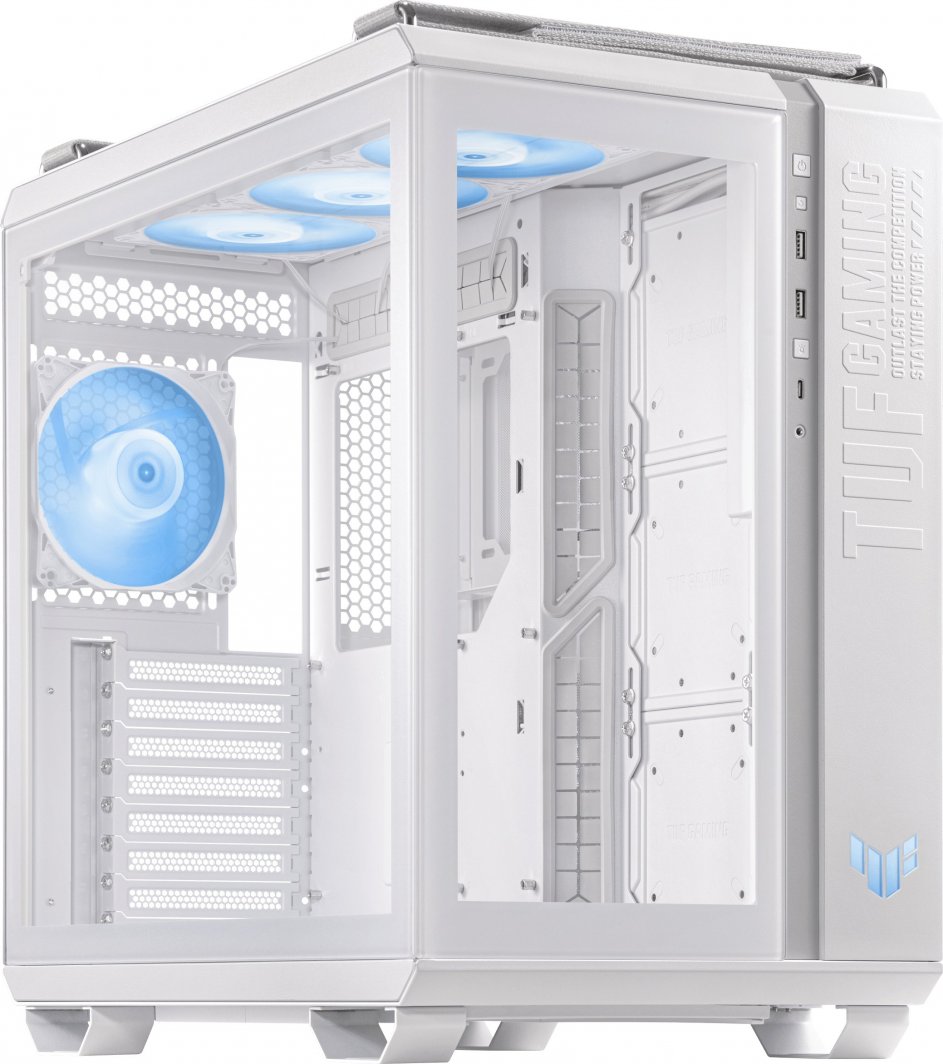 Куќиште за компјутер Asus TUF Gaming GT502 PLUS TG ARGB, бело, Midi Tower