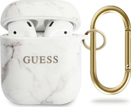 Mbrojtëse Guess Marble Collection për Apple AirPods, e bardhë / zezë
