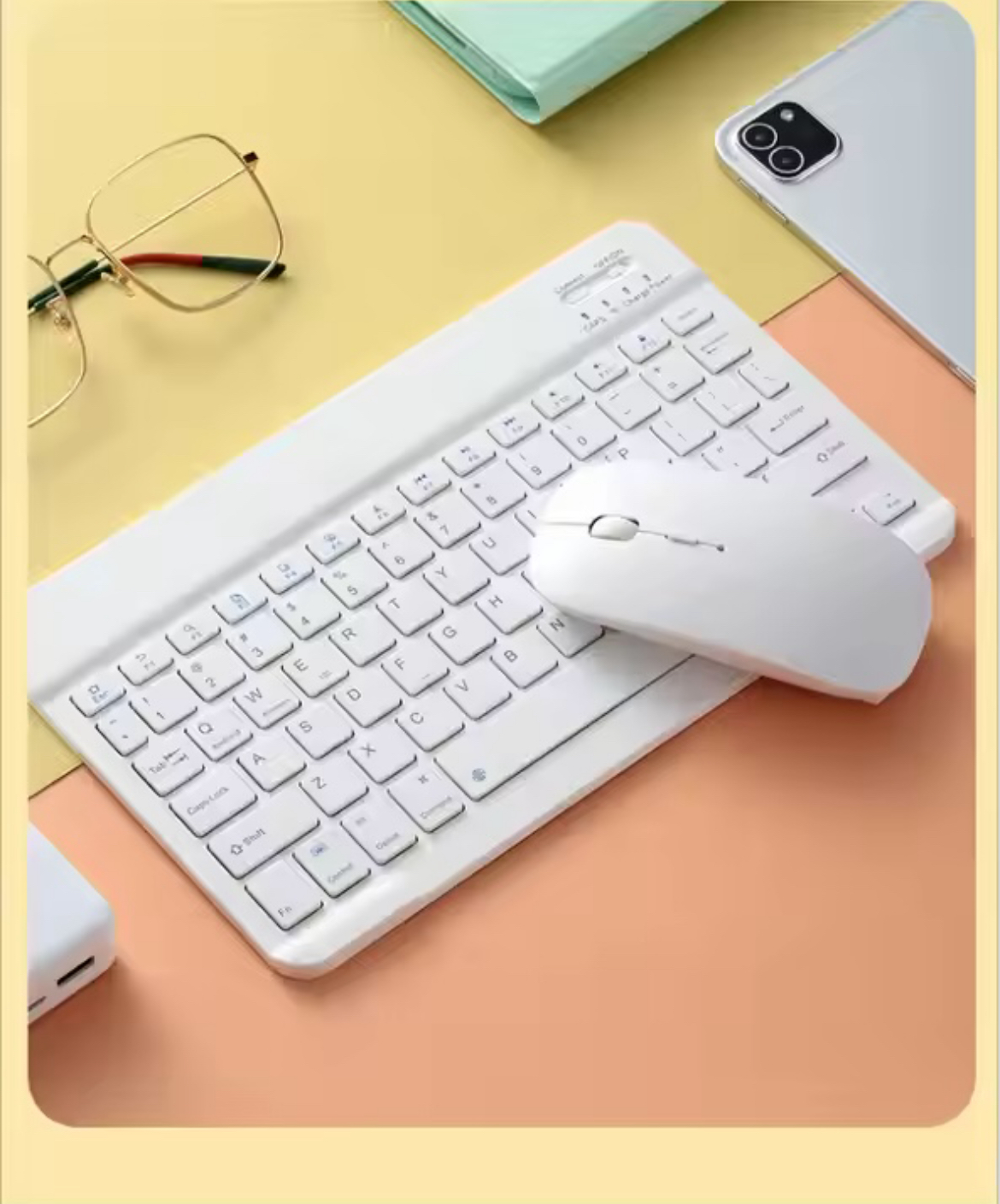 Set tastierë dhe maus Nrubi, wireless, i bardhë