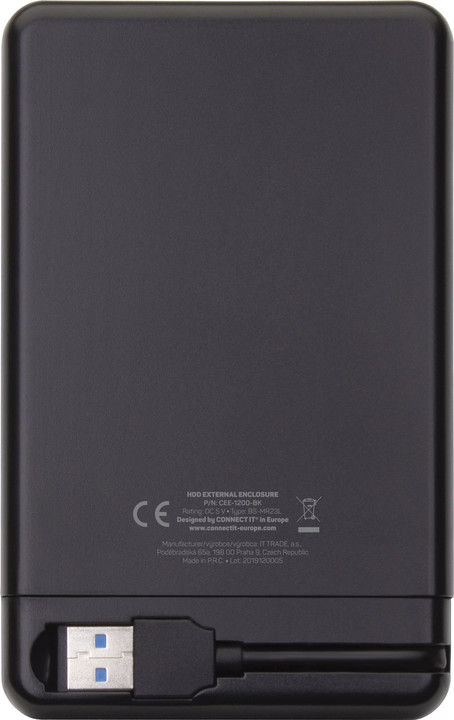 Kuti hard disku Connect IT ToolFree Lite, USB3.0, e zezë