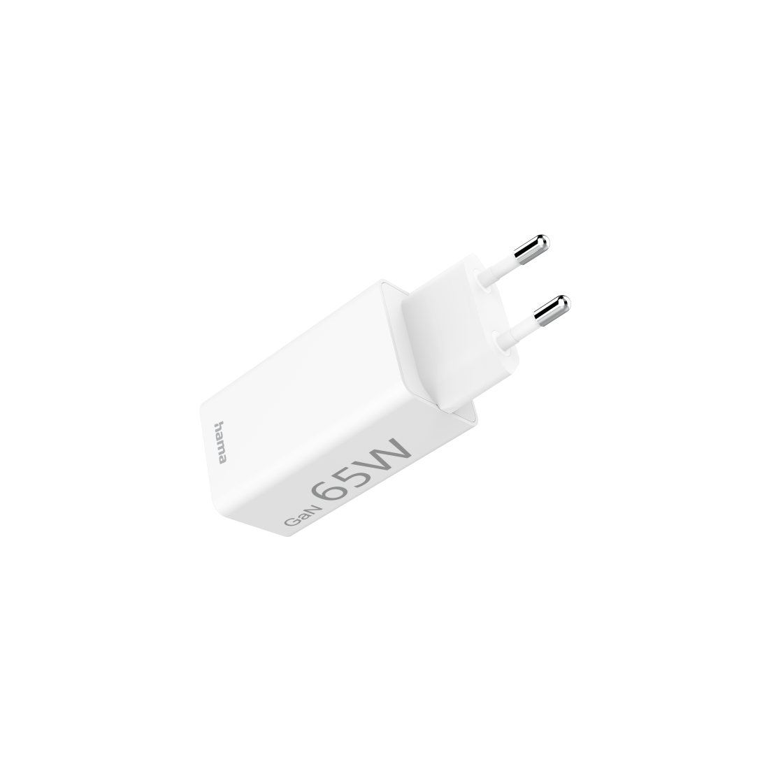 Karikues i shpejtë Hama, GaN, 1x USB-C PD, 1x USB-A QC, mini karikues, 65 W, i bardhë