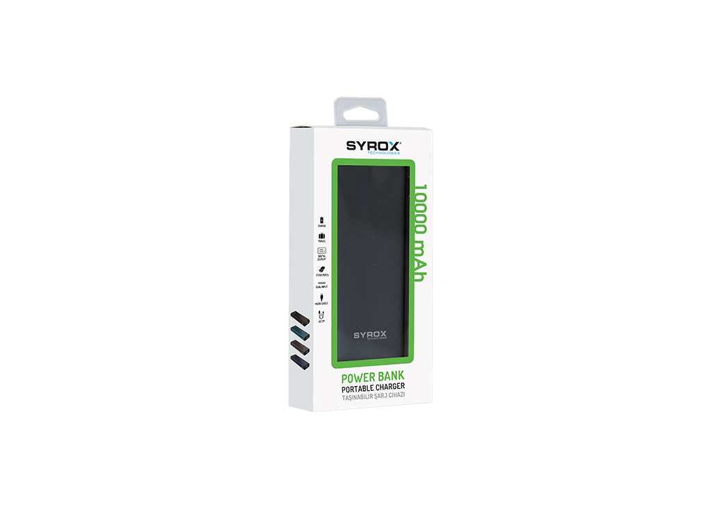 Powerbank Syrox, 10000 mAh, i hirtë
