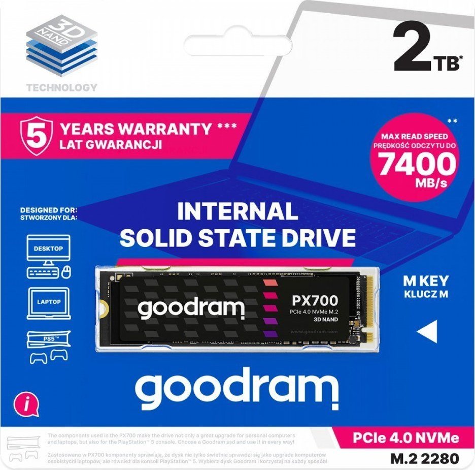 SSD диск GoodRam PX700, 2TB, M.2 2280 PCI-E x4 Gen4 NVMe