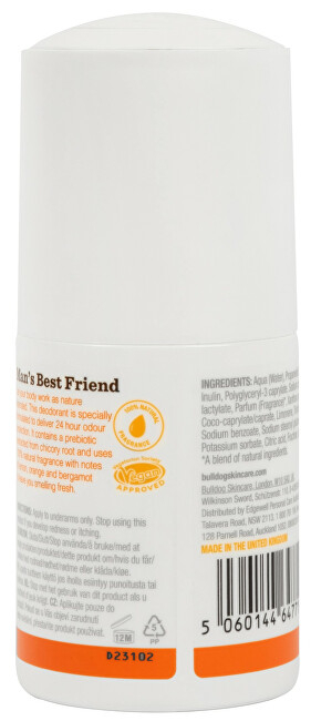 Deodorant natyral roll-on Bulldog (Natural Deodorant Lemon & Bergamot Fresh & Revitalizing Scent), 75 ml