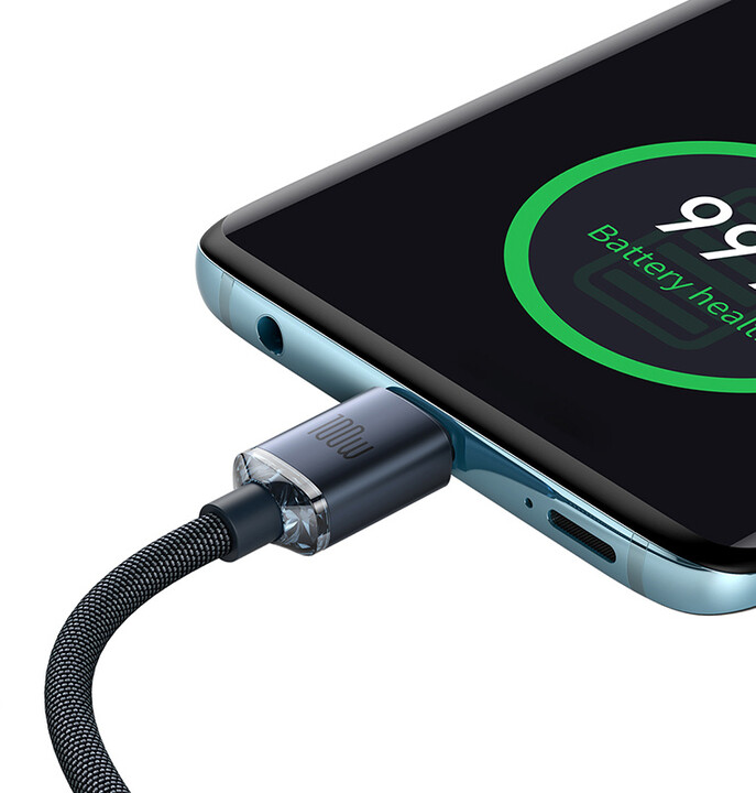 Baseus кабел за полнење/податоци Crystal Shine Series USB-C - USB-C, 100W, 2m, црн
