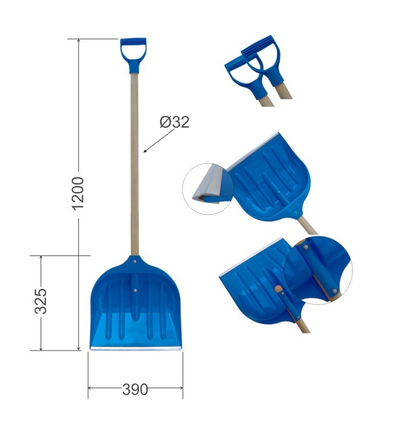 Lopatë plastike dëbore e vogël MAXPOL, 39 cm 