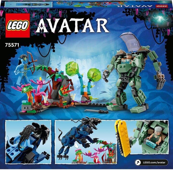 Set LEGO® Avatar 75571 Neytiri and Thanator Vs. Quaritch in AMP suit, 560 pjesë