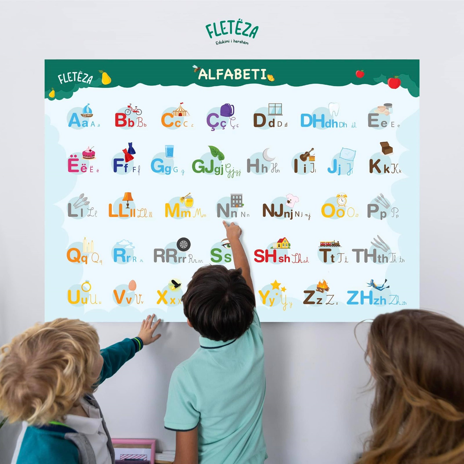 Poster alfabeti Fletëza, 100 x 70cm, i bardhë