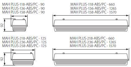 Llambë hermetike Kanlux Mah Plus-258-ABS / PC, 2x58W, G13, IP65, e hirtë