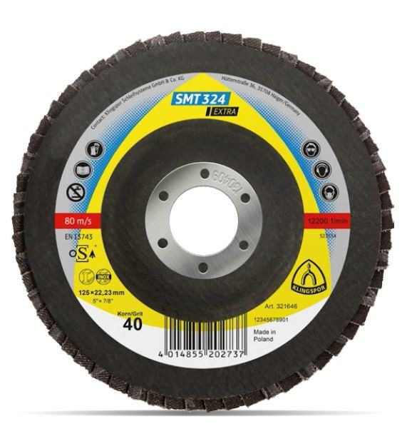 Klingspor SMT324 Zirconia Flap Disc, 125 mm, Grain 80