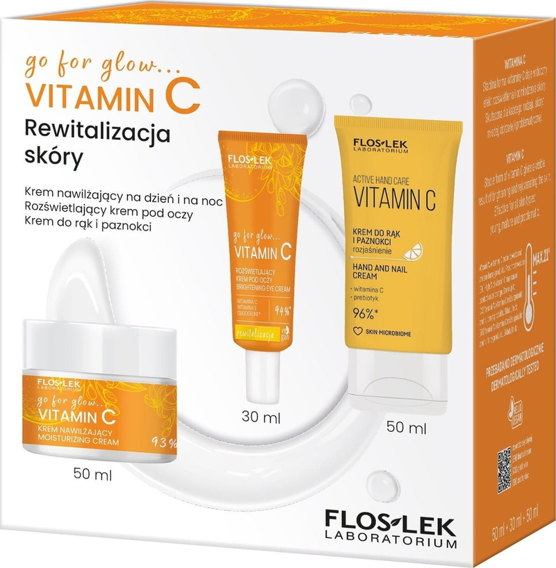 Set dhuratë për fytyrë Floslek Laboratorium Go for Glow Vitamin C, efekt revitalizues, për shkëlqim natyral