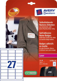 Etiketa për emër Avery Zweckform, 63.5x29.6 mm, 540 copë Etiketa për emër Avery Zweckform, 63.5x29.6 mm, 540 copë