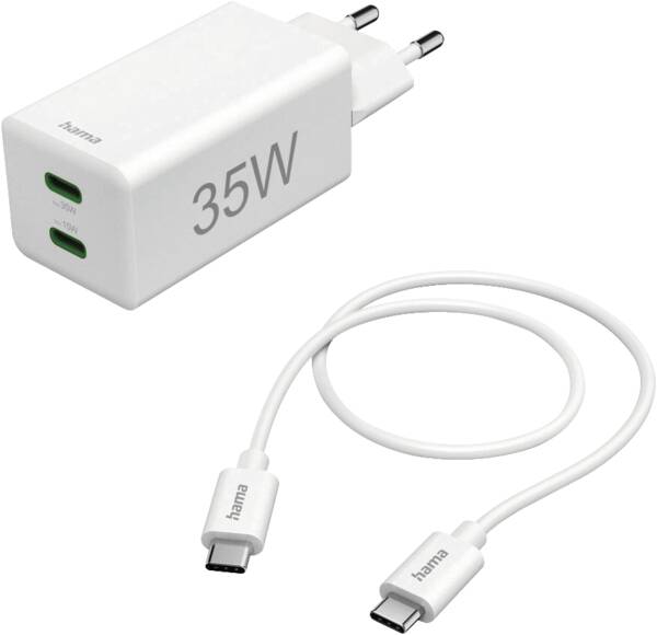 Karikues Hama Fast Charge+Kabllo 1m, 35W, i bardhë