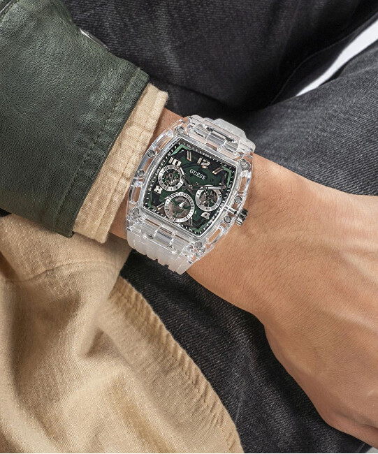 Orë për meshkuj GUESS Phoenix GW0499G8, e argjendtë/gjelbër