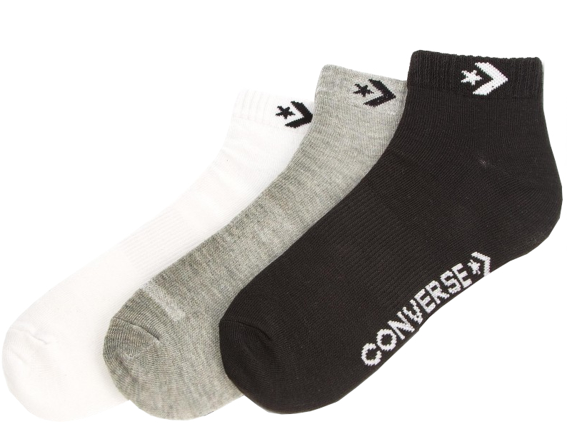 Set çorape Converse, 3 palë, të zeza/bardha/hirta