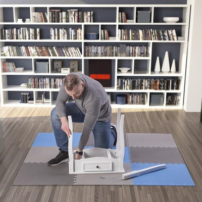 Shtresë për ushtrime One Fitness puzzle, 9 pjesë, e kaltër/e hirtë