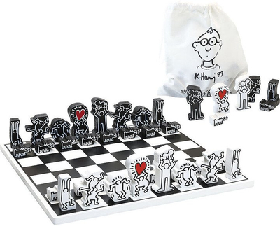 Lojë tavoline Chess Keith Haring, prej druri