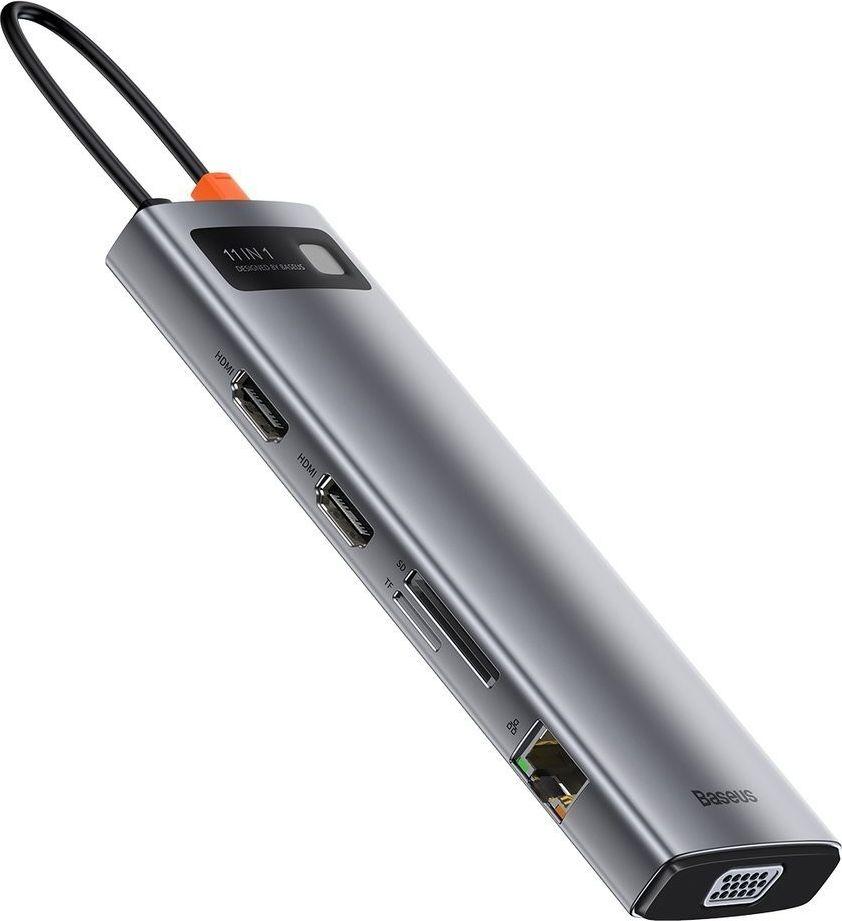 Replikator Baseus Metal Gleam 11in1 Stacion USB-C, i hirtë