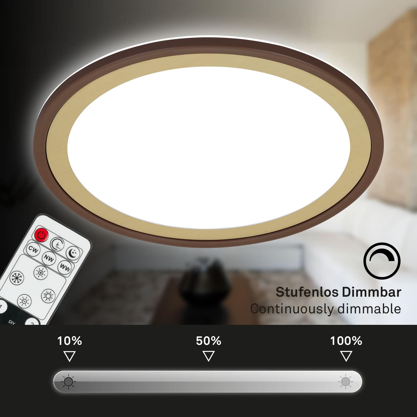 Ndriçues Briloner Led 42 cm, 22W, 3000 lm, kafe/ari
