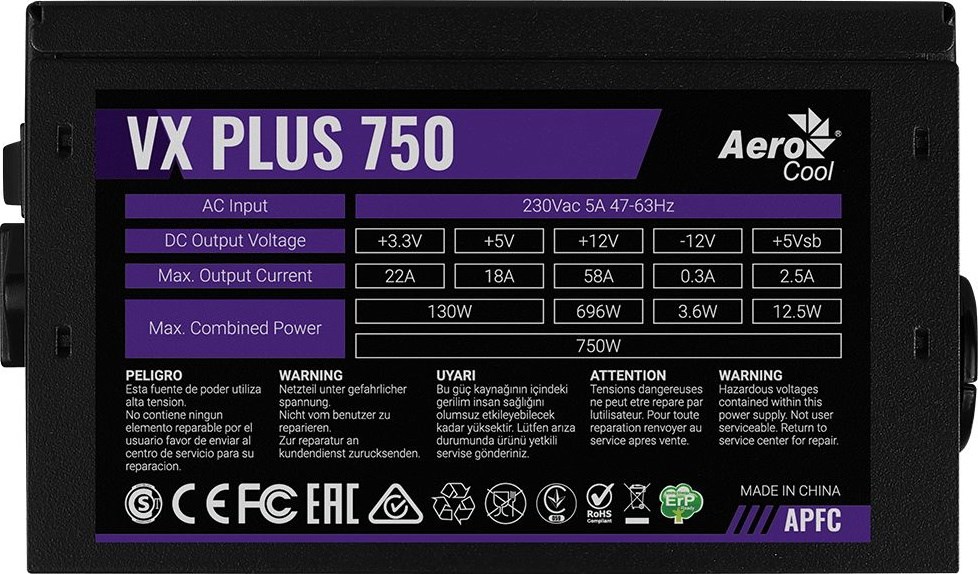 Burim energjie Aerocool PGS VX-750PLUS 750W 80+ BOX