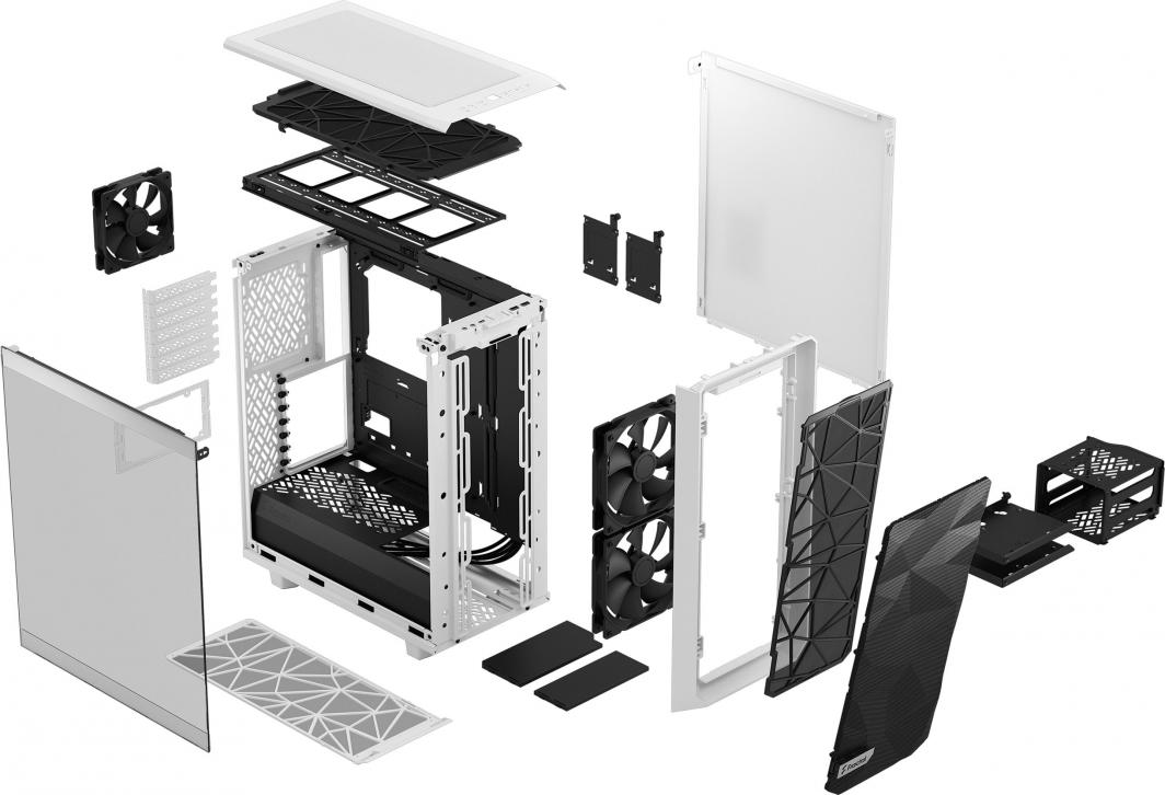 Kasë Fractal Design Meshify 2 Compact TG Clear Tint, e bardhë, Midi Tower