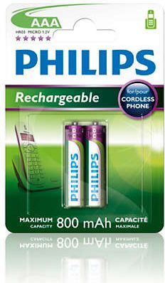 Bateri Philips Multilife AAA / R03 800mAh, 2 copë, të gjelbra