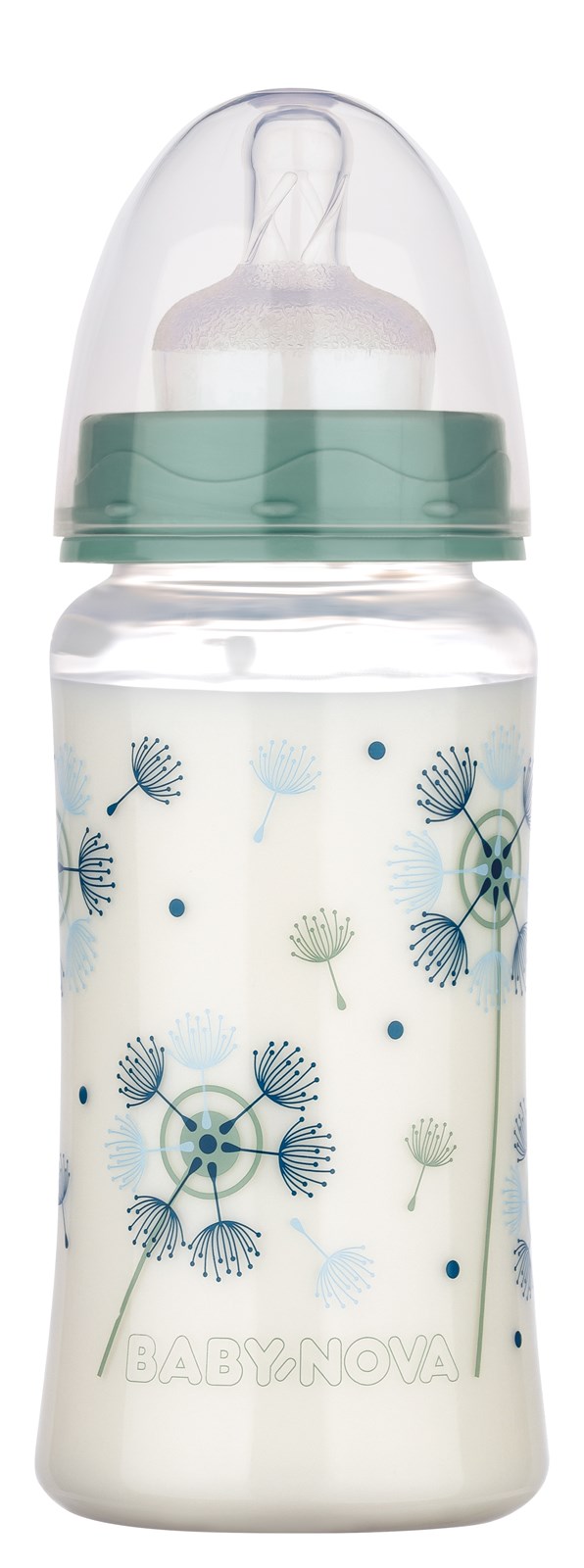 Shishe PP me qafë të gjerë Baby Nova (0-24 muaj), 300ml, e gjelbër