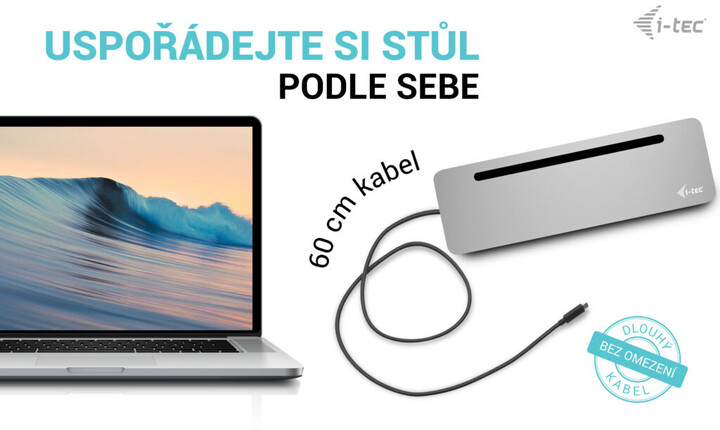Docking Station i-tec USB-C Metal Ergonomic, 3x 4K Display, PD 100W