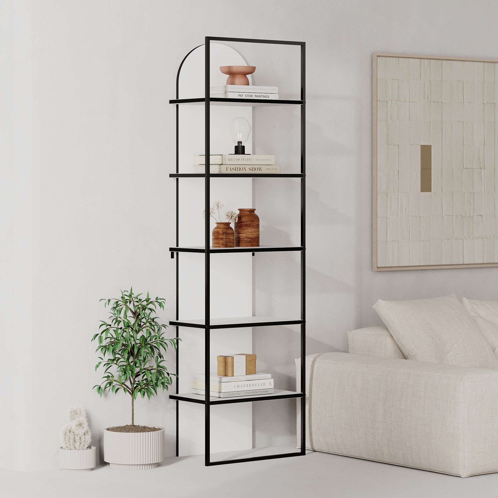 Raft për libra Decortie Archy 180x53x31.7cm, i bardhë/zi
