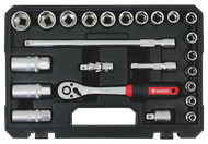 Set arpion me çelësa kokë, Würth, Redstripe, 3/8", 6 këndore, 24copë
