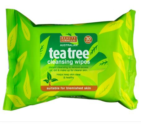 Peceta të lagura Beauty Formulas Tea Tree, 30 copë
