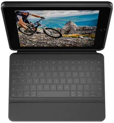 Mbrojtëse Logitech Rugged me tastierë për Apple iPad (gjenerata 7-të, 8-të), US, e zezë