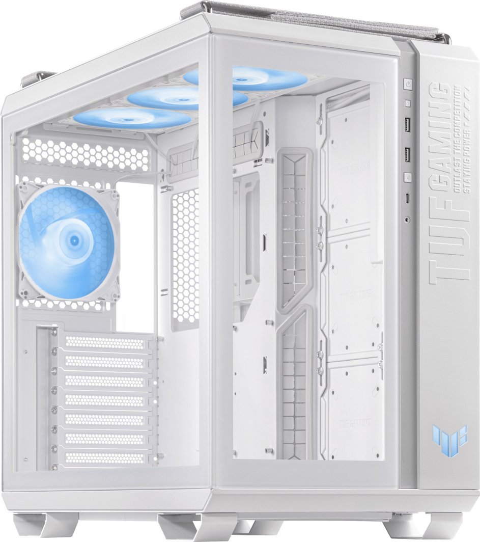 Куќиште за компјутер Asus TUF Gaming GT502 PLUS TG ARGB, бело, Midi Tower