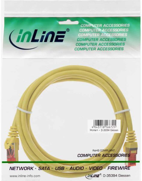 Kabllo InLine Patchcord S/ FTP, PiMF, Cat.6, PVC, 0.5m, e verdhë 