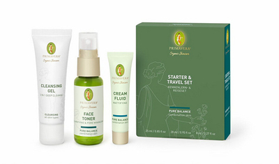 Set dhuratë Primavera Pure Balance, xhel pastrues 25 ml + toner fytyre 28 ml + lëng mat 8 ml