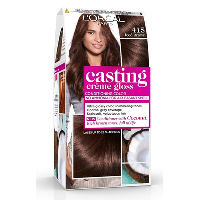 Ngjyrë për flokë Loreal Casting Cream, 415 Iced Brown 48 ml + hidrogjen 72 ml