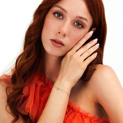 Byzylyk për femra La Petite Story, i argjendtë/kaltër