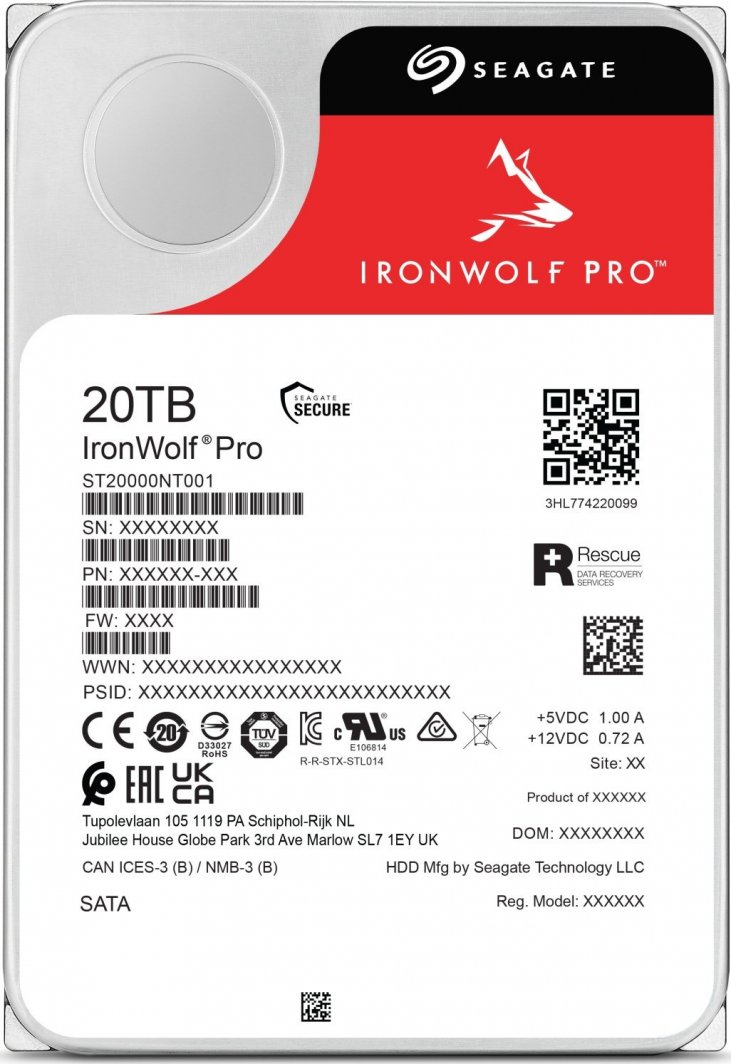 Seagate IronWolf Pro 20TB, 3,5'', погон на серверот SATA III (6Gb/s?