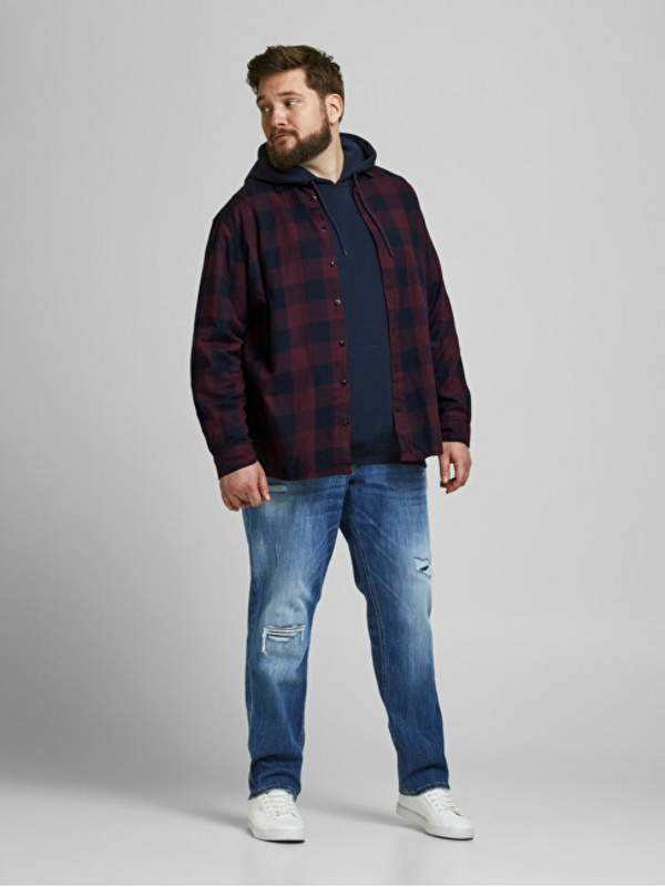 Këmishë Jack&Jones PLUS JJEGINGHAM Loose Fit, e kuqe e errët